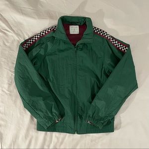 UO Men’s Green Checkered Retro Windbreaker Jacket